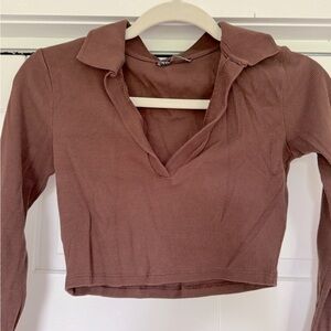 ZARA long sleeve kitted crop top